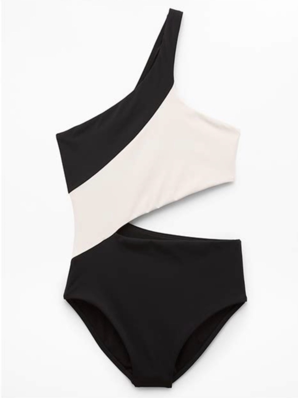 Athleta Shoreline Asymmetrical One Piece. XXXS. Black and Magnolia